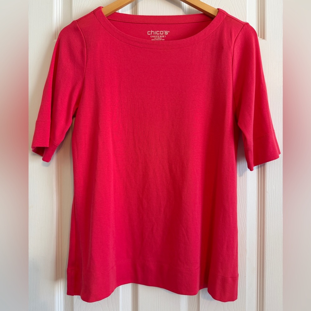 Chico's Vibrant Pink Short Sleeve Tee Size Medium